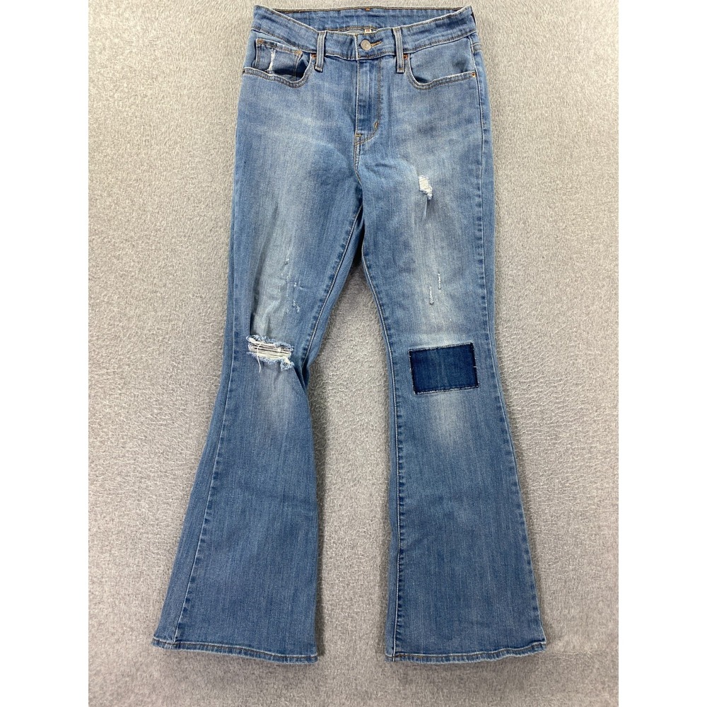 Levis 726 Jeans Womens 29 Flare High Rise Denim Stretch Comfort Light Wash 27x30